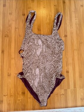 Acacia Brown Animal Print and Plum Reversible One-Piece Swimsuit